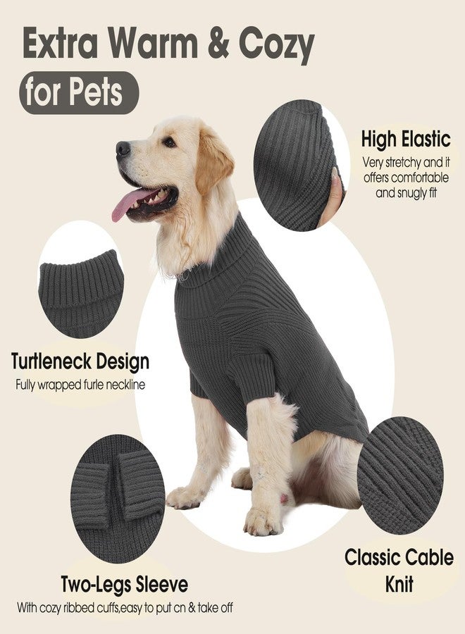 ADNIKIA Small Dog Sweater, Turtleneck Sweaters for Small Dogs Male, Cable Knit Clothes for Cold Weather, Comfy Dog Cold Sweater, Warm Sweatshirts Outdoor Grey Christmas - Image 2